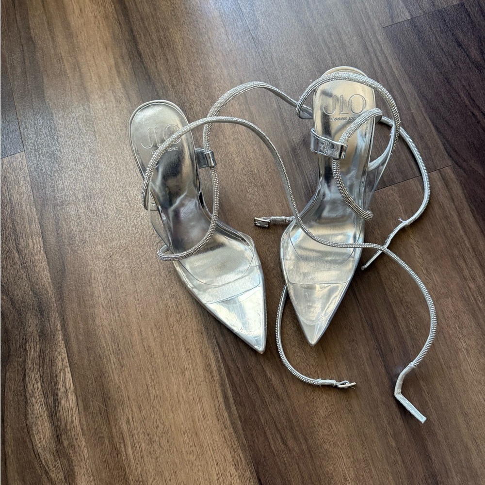 Elegant Silver Strappy Heels